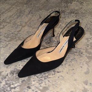 Manolo Blahnik Carolyne 50MM Black Slingback Pumps